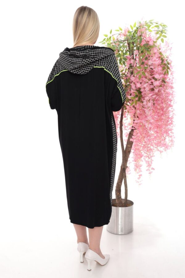 Hooded Sporty Color-Block Midi Dress