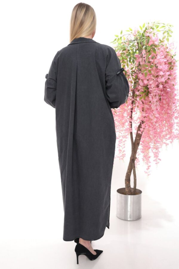 Rhinestone Embellished Distressed Denim Maxi Dress