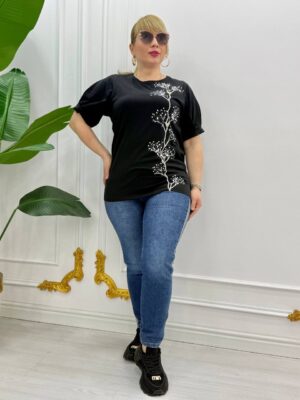 Embellished Botanical Print Puff Sleeve Top