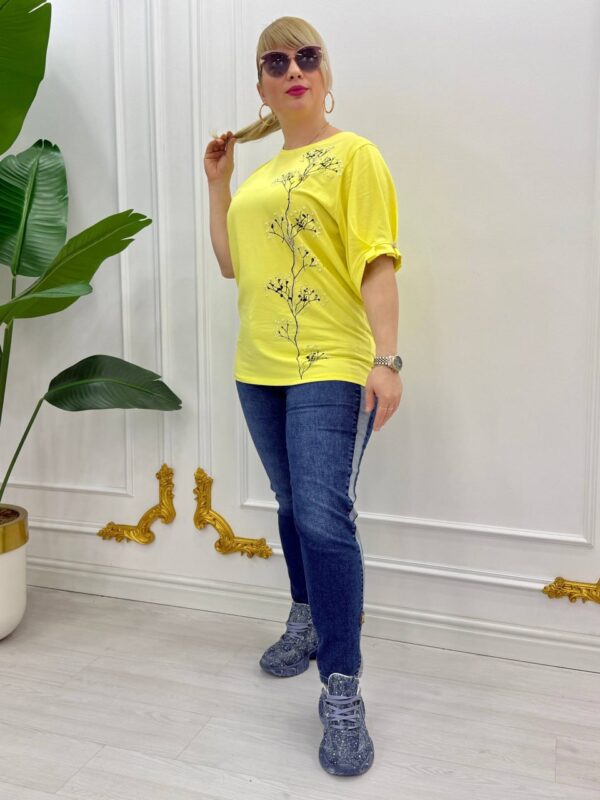 Embellished Botanical Print Puff Sleeve Top