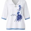 Women's Embellished Floral Print Polo Shirt