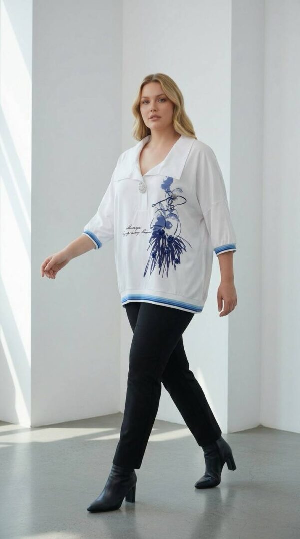 Women's Embellished Floral Print Polo Shirt