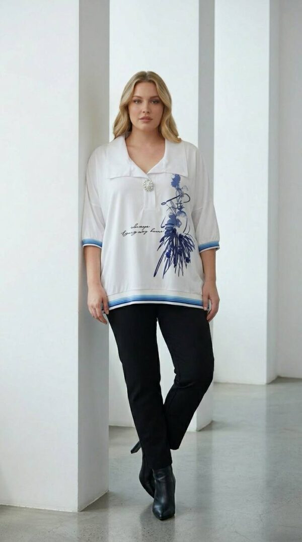 Women's Embellished Floral Print Polo Shirt