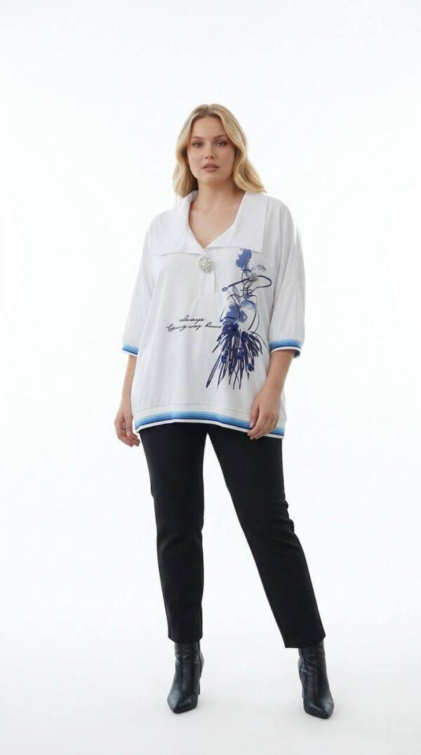 Women's Embellished Floral Print Polo Shirt