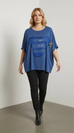 Embellished Patch Detail Oversized Blouse