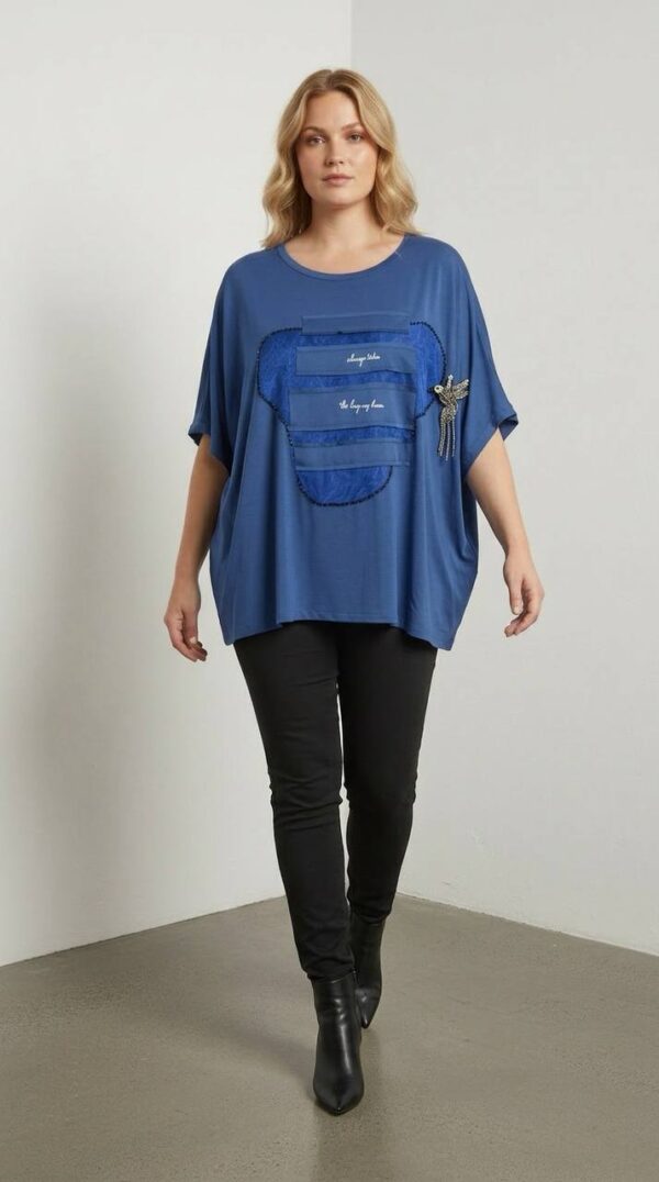 Embellished Patch Detail Oversized Blouse