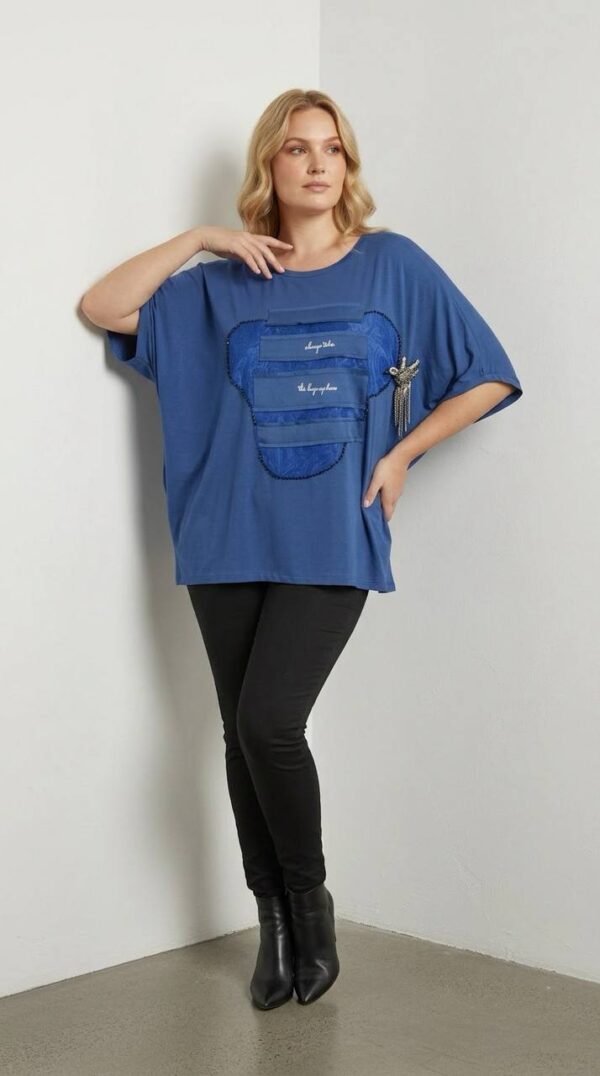 Embellished Patch Detail Oversized Blouse