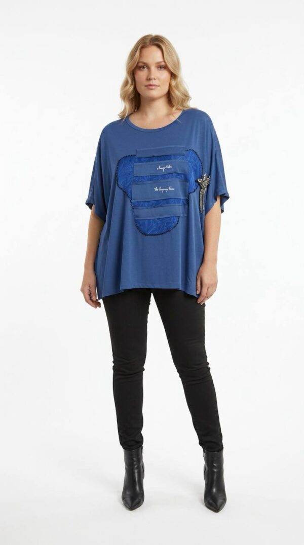 Embellished Patch Detail Oversized Blouse