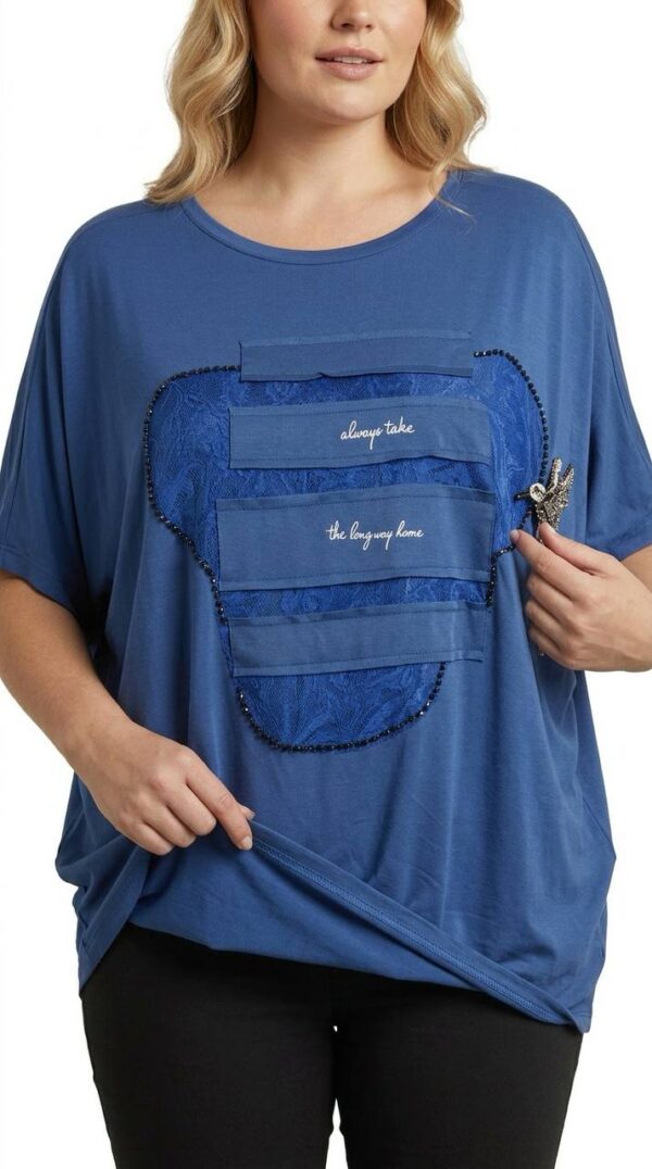 Embellished Patch Detail Oversized Blouse