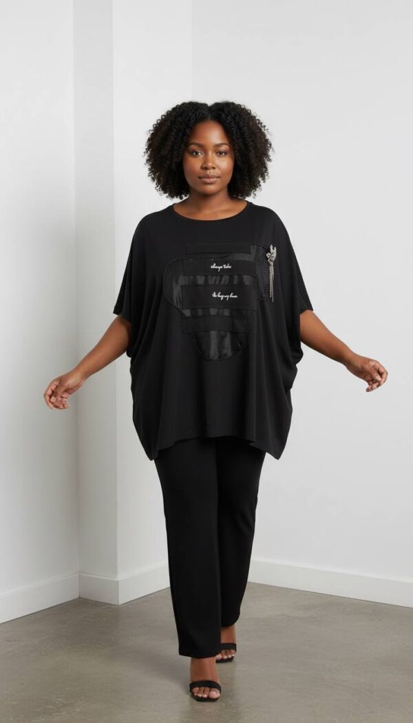 Embellished Patch Detail Oversized Blouse