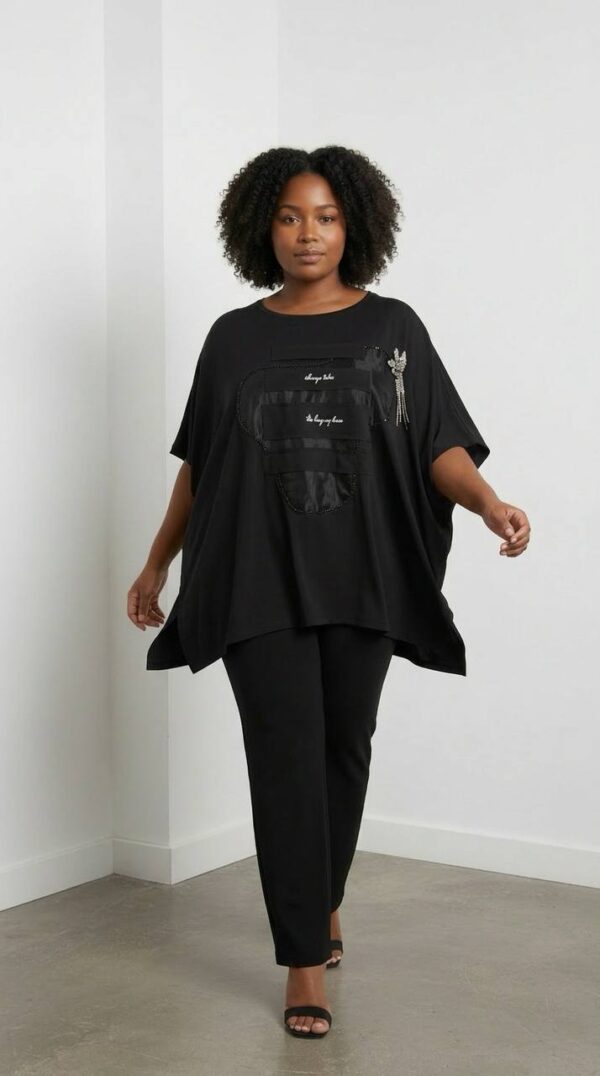 Embellished Patch Detail Oversized Blouse