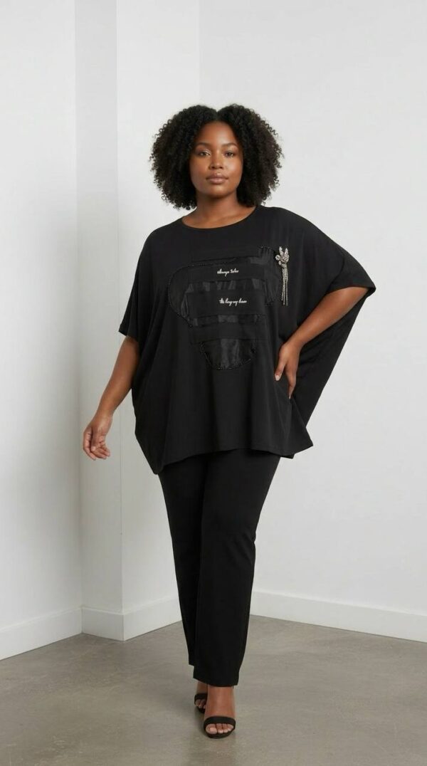 Embellished Patch Detail Oversized Blouse