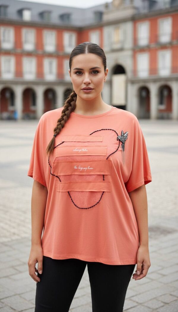 Embellished Patch Detail Oversized Blouse