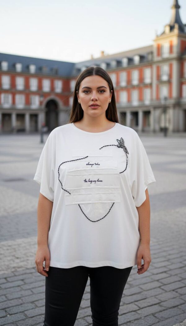 Embellished Patch Detail Oversized Blouse