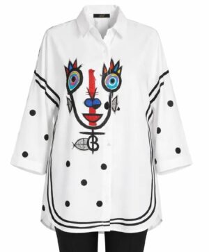 Wholesale Abstract Face Print Tunic Blouse