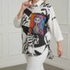 Wholesale Plus-Size Abstract Print Tunic with Cat Art Patch