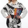 Wholesale Plus-Size Abstract Print Tunic with Cat Art Patch