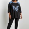 Butterfly Floral Graphic Raglan Tunic
