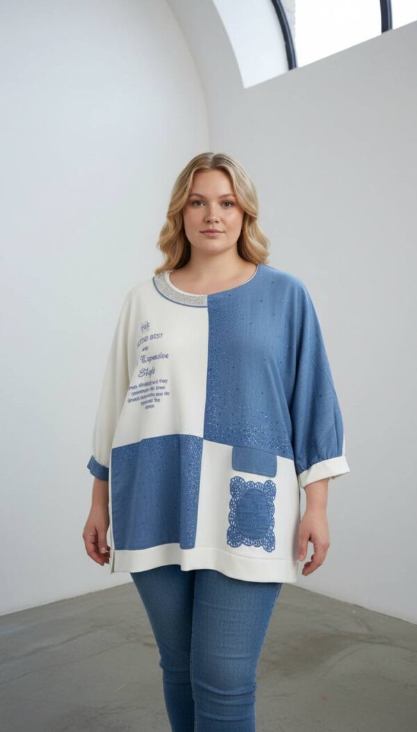 Embellished Color-Block Patchwork Tunic