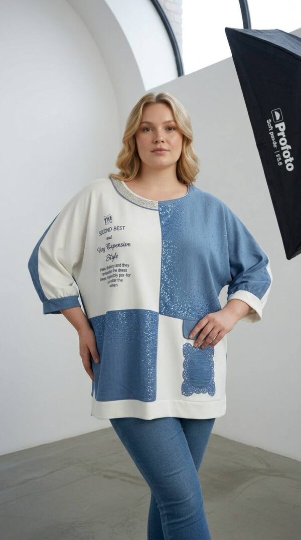 Embellished Color-Block Patchwork Tunic