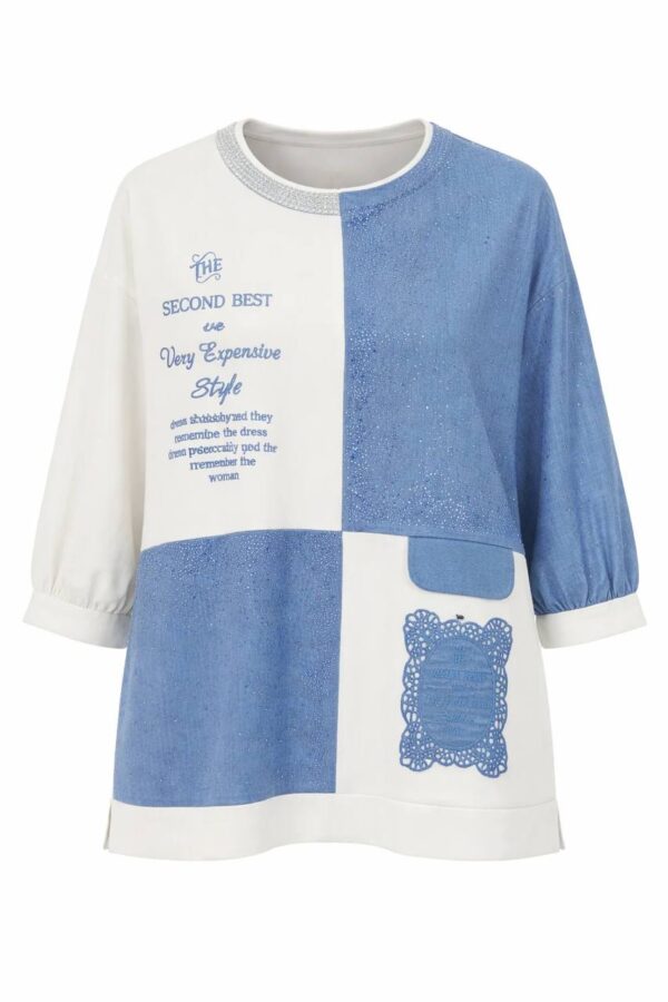 Embellished Color-Block Patchwork Tunic