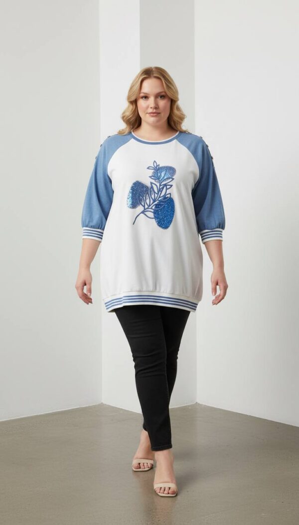 Color Block Rhinestone Embellished Tunic Top