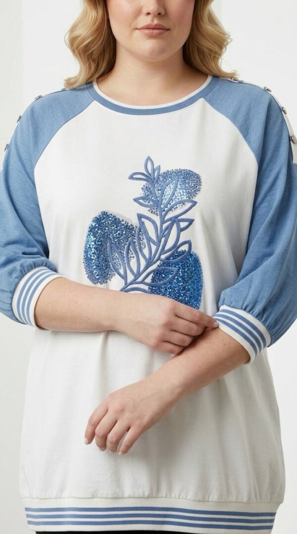 Color Block Rhinestone Embellished Tunic Top