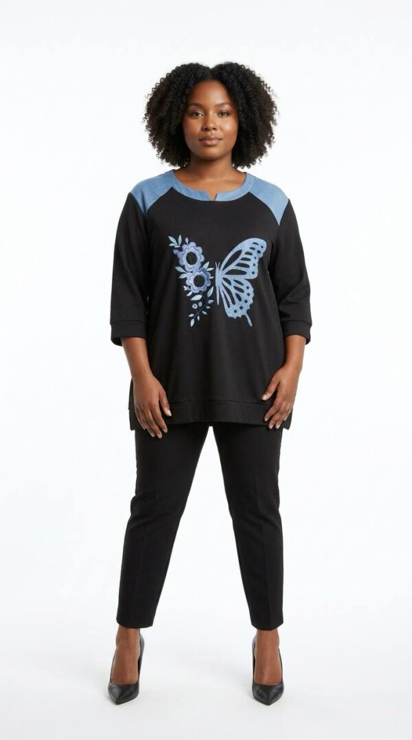 Butterfly Floral Graphic Raglan Tunic