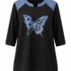 Butterfly Floral Graphic Raglan Tunic