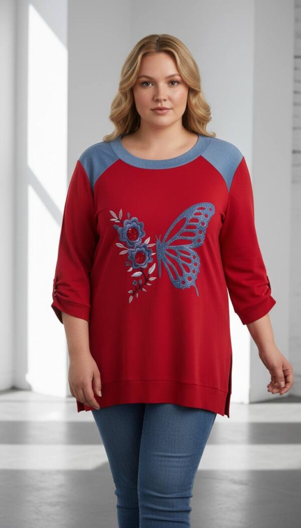 Butterfly Floral Graphic Raglan Tunic