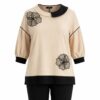 Embellished Asymmetrical Collar Tunic with Floral Appliqué