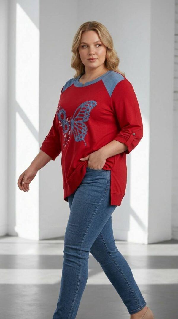 Butterfly Floral Graphic Raglan Tunic