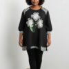 Embellished Floral Appliqué Tunic Blouse