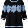 Floral Applique Three-Quarter Sleeve Tunic