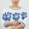 Floral Applique Three-Quarter Sleeve Tunic