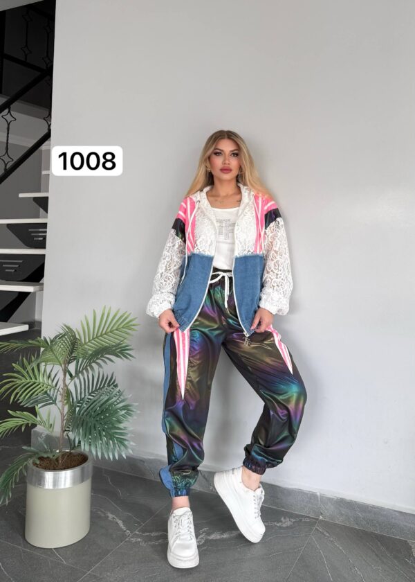 Women's Designer 3-Piece Metallic Jogger and Jacket Set