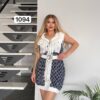 Premium Sleeveless Checkered Tunic Jacket with Hood