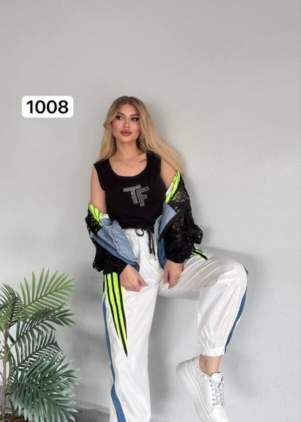 Women's Designer 3-Piece Metallic Jogger and Jacket Set