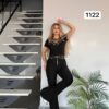 Chic Grommet Detail Two-Piece Set with Flared Pants