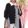 Wholesale Asymmetrical Striped Panel Tunic Shirt