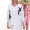 Abstract Print Asymmetric Button-Down Tunic