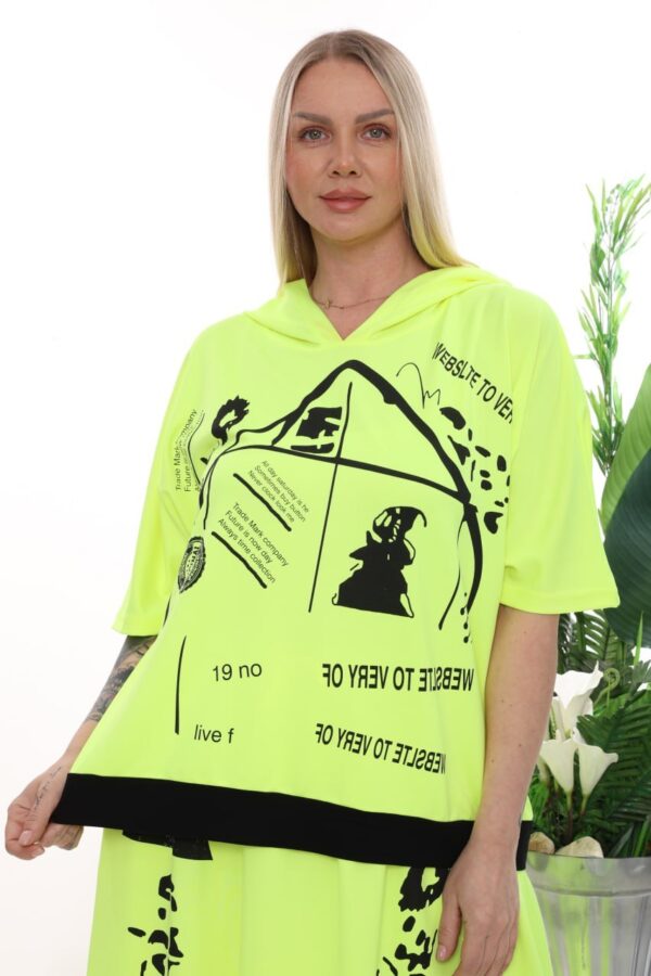 Wholesale Neon Graffiti Print Hoodie & Skirt Set Wholesale Neon Graffiti Print Hoodie & Skirt Set