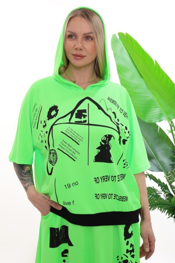Wholesale Neon Graffiti Print Hoodie & Skirt Set Wholesale Neon Graffiti Print Hoodie & Skirt Set