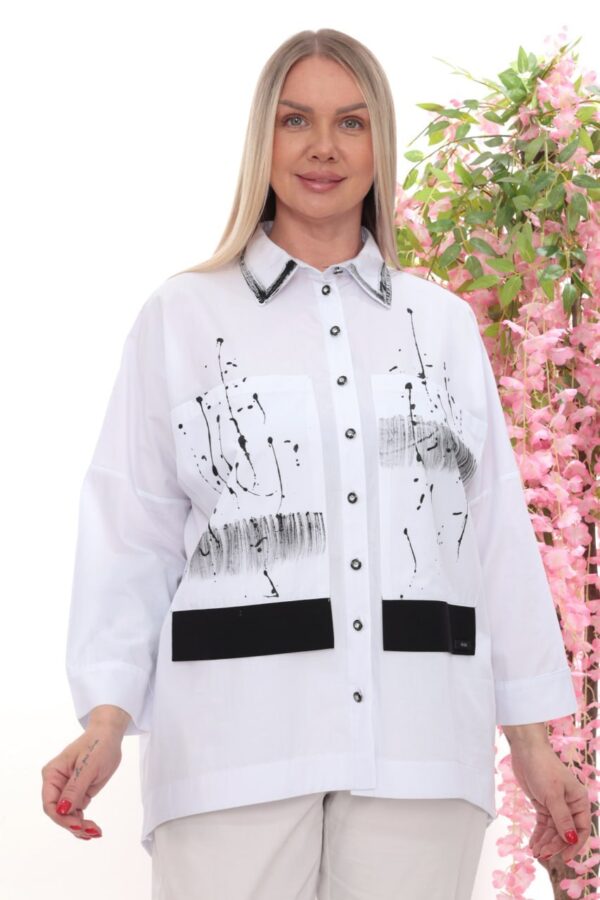 Abstract Graphic Print Oversized Tunic Shirt