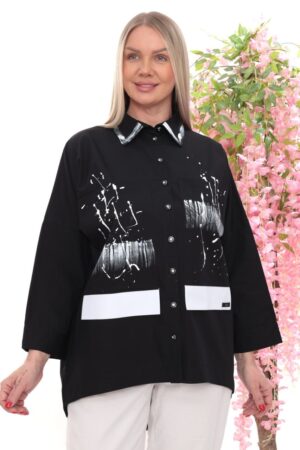 Abstract Graphic Print Oversized Tunic Shirt
