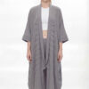 Textured Cascade Lapel Long Cardigan
