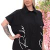 Wholesale Script Graphic Asymmetrical Blouse