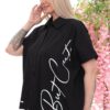 Wholesale Script Graphic Asymmetrical Blouse