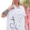 Wholesale Script Graphic Asymmetrical Blouse