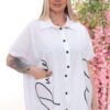 Wholesale Script Graphic Asymmetrical Blouse